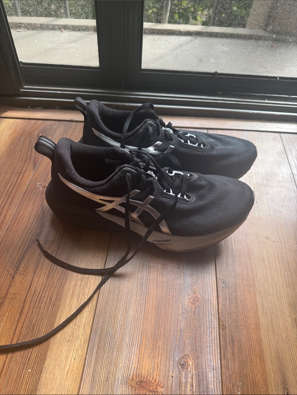 Asics Black Athletic Shoes with White Logo